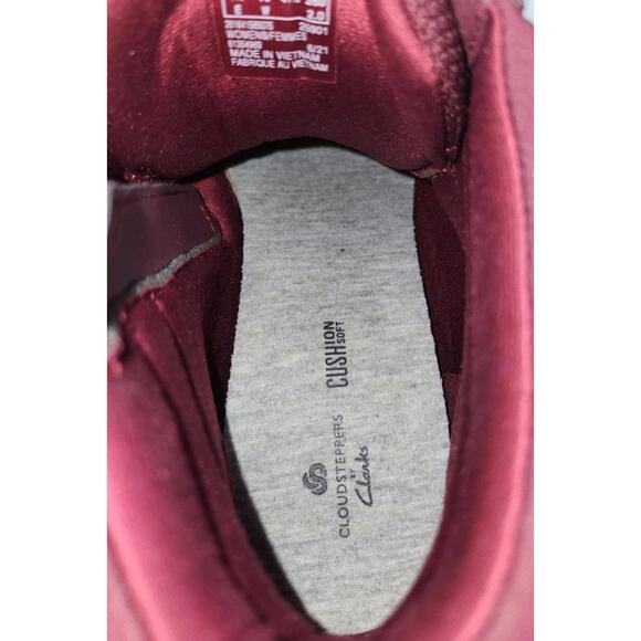 Clarks Cloudsteppers Womens 10 Red Fabric Ankle Mid Boots Lace Zip Up  NWOB - Picture 7 of 8